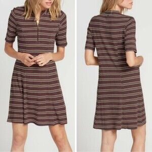 Volcom Striped Multicolor Quarter Zip Shirt Dress Women's Size Medium